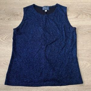 Vintage 90s Scooter Tops by Onyx Nite Blue Glitter Sleeveless Top Size L